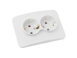1 Unidade De Tomada Dupla Aterrada 220v 16a 118x80mm, Padrão Europeu, Para Uso Doméstico E Industrial.