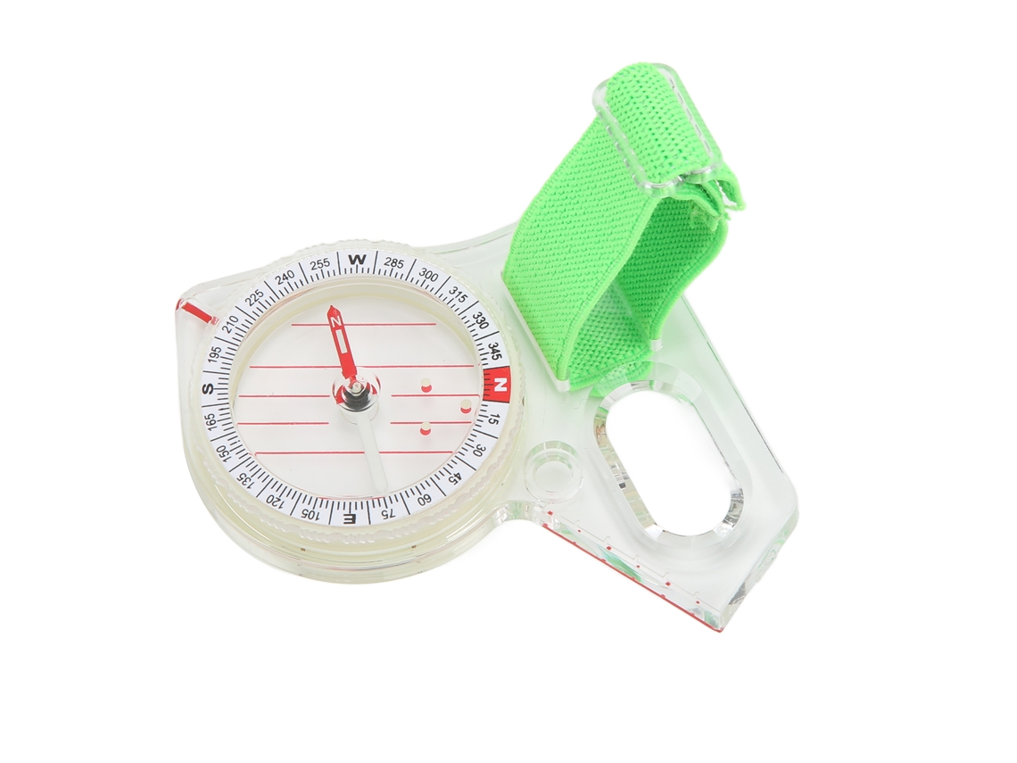 Bússola de polegar com escala em ABS transparente e ponto luminoso para aventuras e acampamentos.