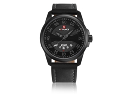 Relógio de Pulso Masculino Naviforce À Prova D'água Quartzo Pulseira Pu Cinza