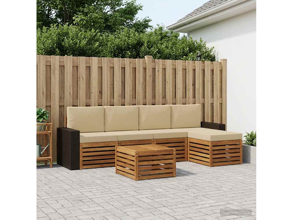 Vidaxl Conjunto De Sofás Para Exterior 6 Pcs Natural E Bege
