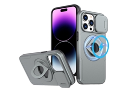 Capa Zruxe Compativel Com Iphone 14 Pro (camshield - Magsafe - Ring Holder - Armor - Cinza Titanio)