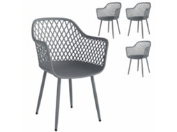 Cadeiras de Jardim Plásticas Cinza Escuro 56x51x84 Cm com Braços, Resistentes UV | S/MARCA