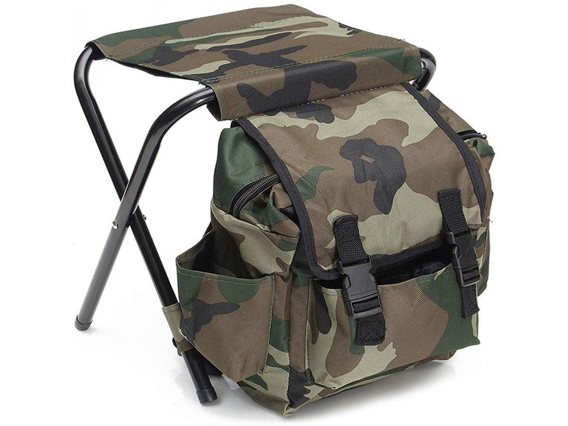 Cadeira mochila camuflada, portátil, para lazer ao ar livre, camping, caminhadas, pesca, 32*26*34cm | AQUAFORGE | AQUAFORGE