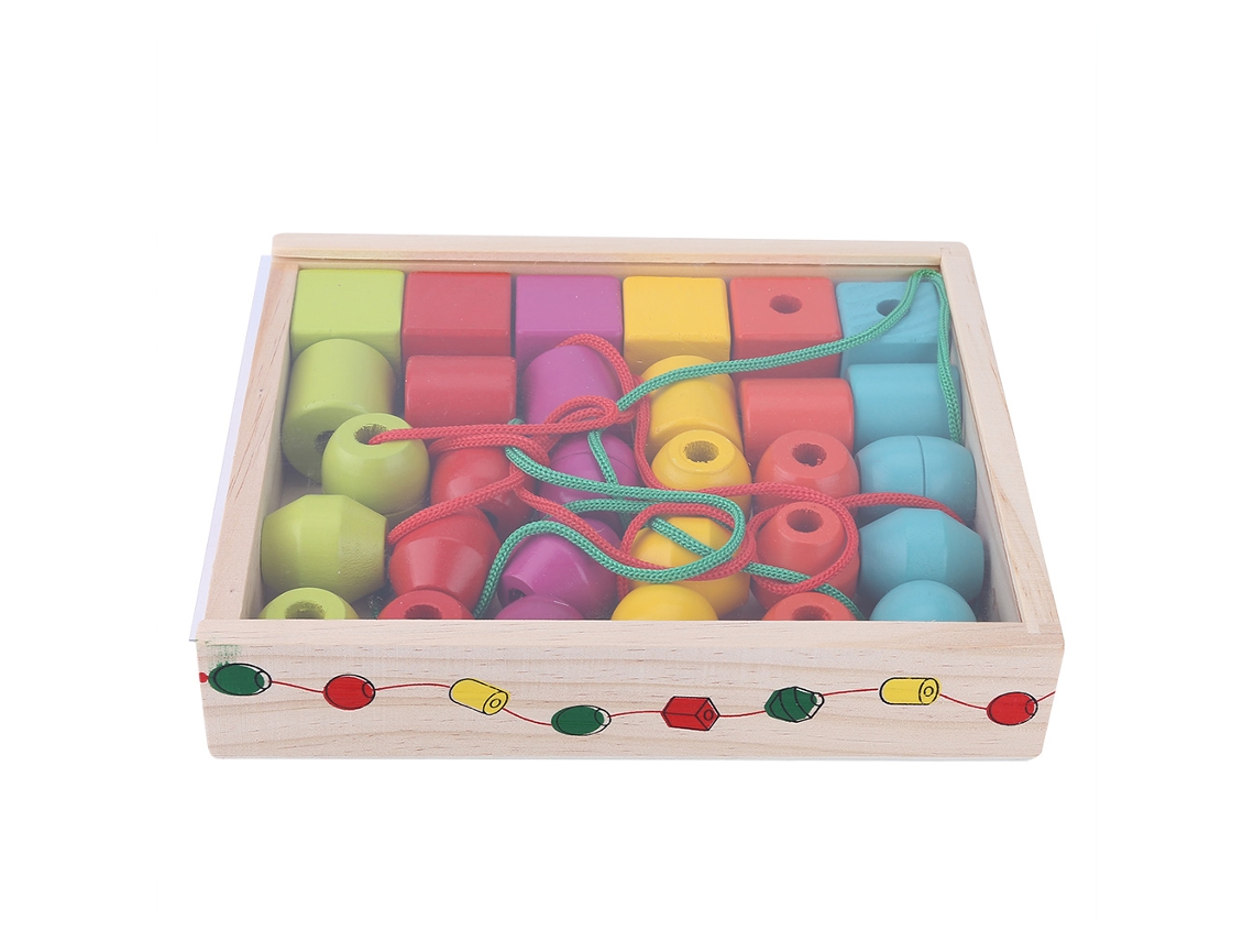 Walshlxq brinquedo Educativo de Madeira com Contas para Enfileirar e Empilhar para Bebês e Crianças Pequenas