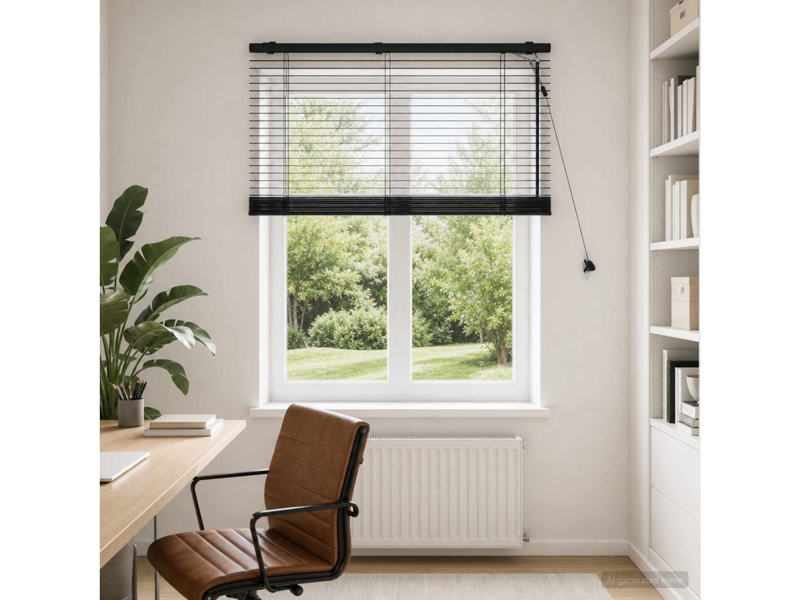 Vidaxl Cortina Veneziana Preto 115 X 130 Cm 35 Mm