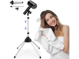 Suporte Ajustável Para Secador De Cabelo, 74-150 Cm, Com Base E Presilha Universal, Giratório 360°, Ideal Banheiro Penteadeira.