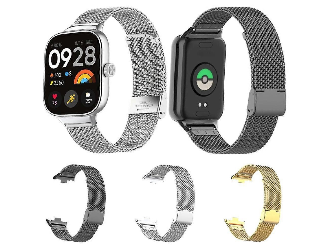 Pulseira De Aço Inoxidável Com Fivela De Malha Fina Para Redmi Watch 6/5 / Xiaomi Smart Band 9 Pro