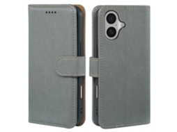 Capa Carteira De Couro Com Bloqueio Rfid, Textura De Lichia E Fecho Magnético Com Som De Guizo, Compatível Com Iphone 17 (cinza).