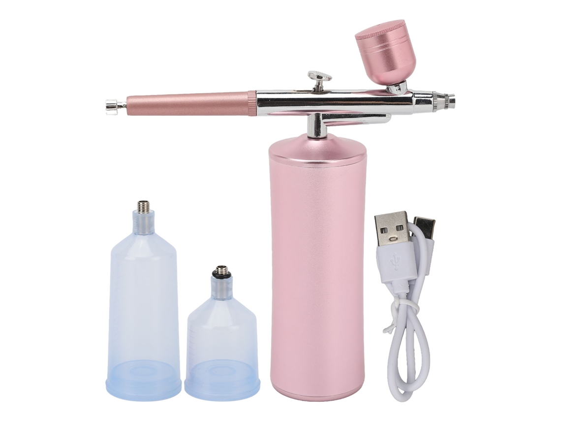 Injetor de Oxigênio Facial Rosa com 3 Frascos, Recarregável via USB, Hidratação Profunda para a Pele
