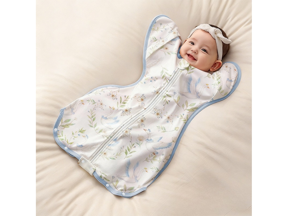 Saco de dormir para bebê que alivia o reflexo de sobressalto, algodão, tamanho P (23x60cm), Gansinho Panoona