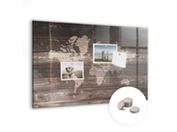 Quadro Magnético Mapa Mundo Em Madeira Para O Quarto Das Crianças Espelharte (60x40 Cm)