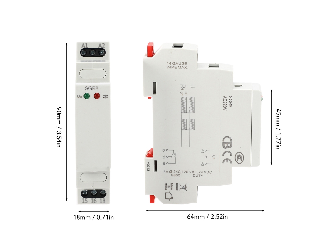 Laxiscreed Relé Auxiliar Intermediário Com Led, 5a/16a, 12-240v Ac/dc, Circuito Auxiliar Confiável