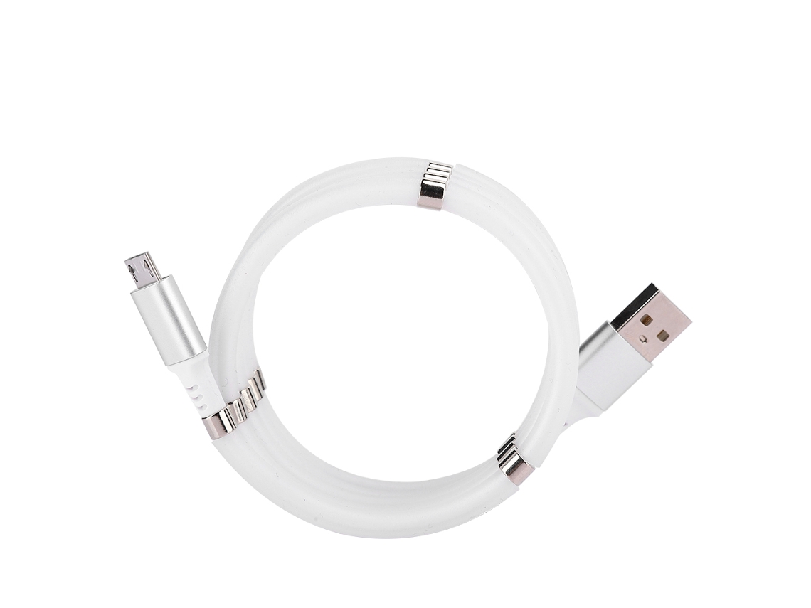 Cabo de Carregamento LAXISCREED Micro usb Auto enrolável Magnético Branco