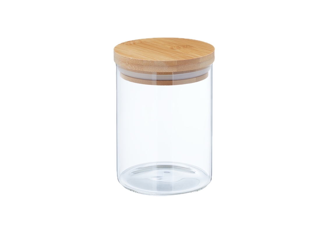 Frascos De Arrumação Relaxdays Com Tampas De Bambu, Conjunto De 4, Frascos De Vidro, 750 Ml, Herméticos E Transparentes.