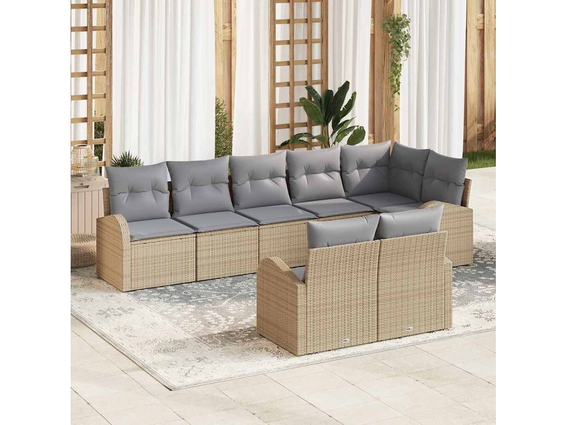 Vidaxl Conjunto De Sofá De Jardim 8 Pcs Vime Pe
