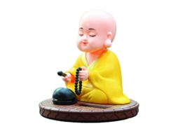 Ornamento Solar Pequeno Monge Auto Nod Head Bate Peixe Decor Carro Mesa Presente Amarelo S/MARCA