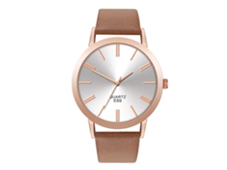 Relógio Casual Unisex de Quartzo Pulseira Pu Moda Elegante Presente Branco+marrom