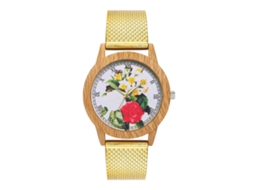 Relógio feminino Zhoulianfa T81-f Gold Business Quartz com pulseira de silicone.