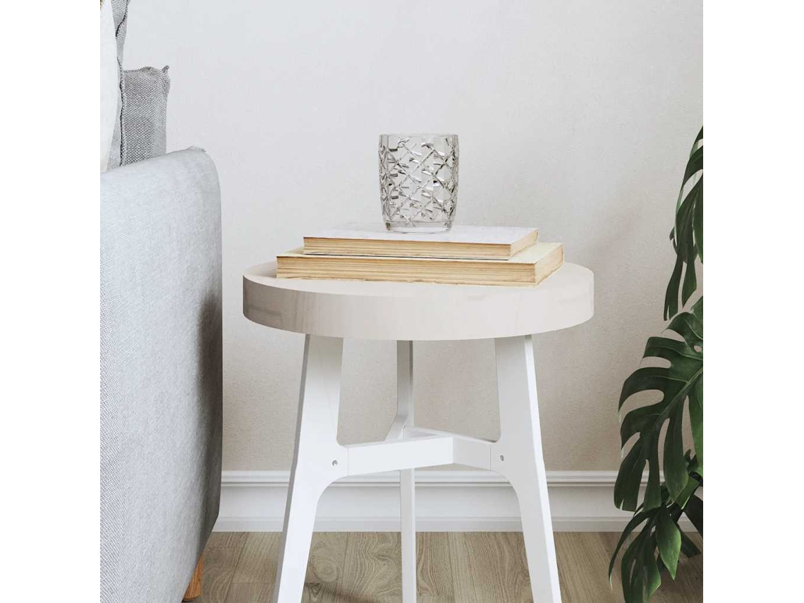 Vidaxl Tampo De Mesa Redondo Ø30x3 Cm Madeira De Pinho Maciça Branco