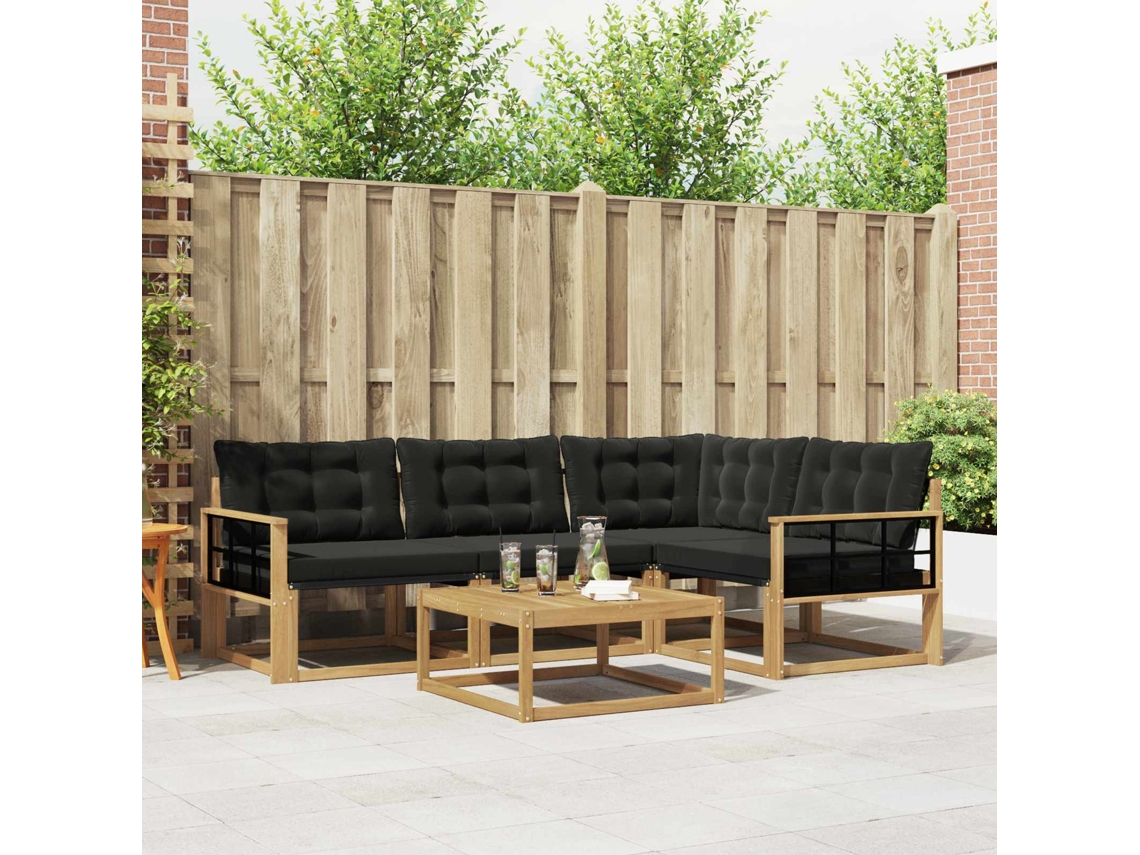 Vidaxl Conjunto De Sofás Para Exterior 5 Pcs Branco E Preto