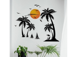 Jm Life Coucher De Soleil Plage Cocotier Arbre Mur Adesivos Chambre Salon Xuanguan Decoração (2 Conjuntos)