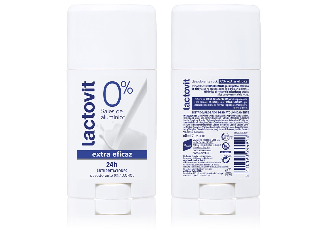 Desodorizante Stick LACTOVIT Original Extra Eficaz 0% LACTOVIT 60 ml