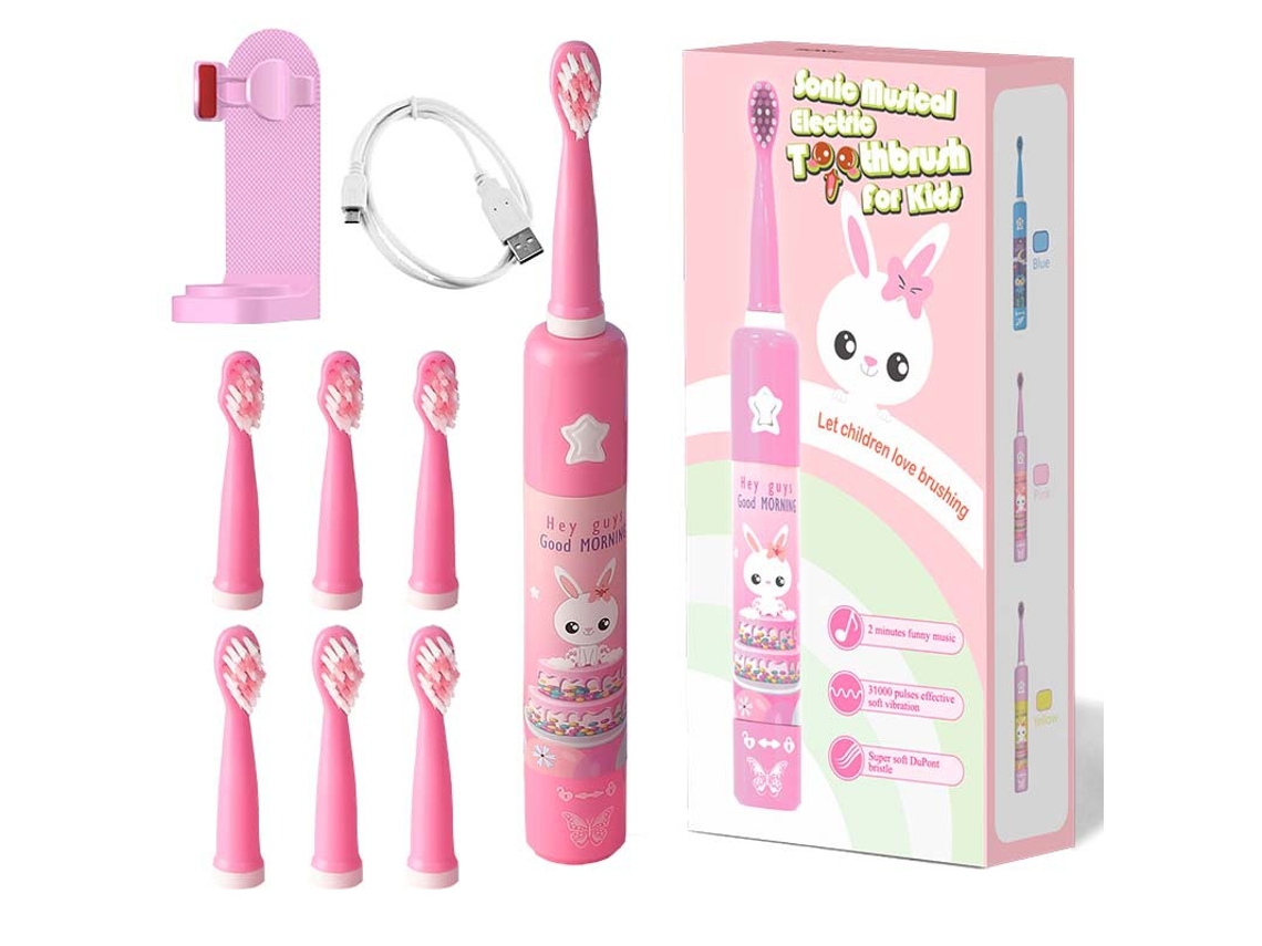 Escova de Dentes Elétrica Criança TRUMSEN Rosa (31000 Rpm - 3 Modos - Recarregável)