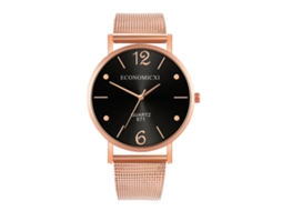 Reloj De Cuarzo Con Malla De Aleación Ultrafina, Moda Popular Para Hombres (negro+oro Rosa)