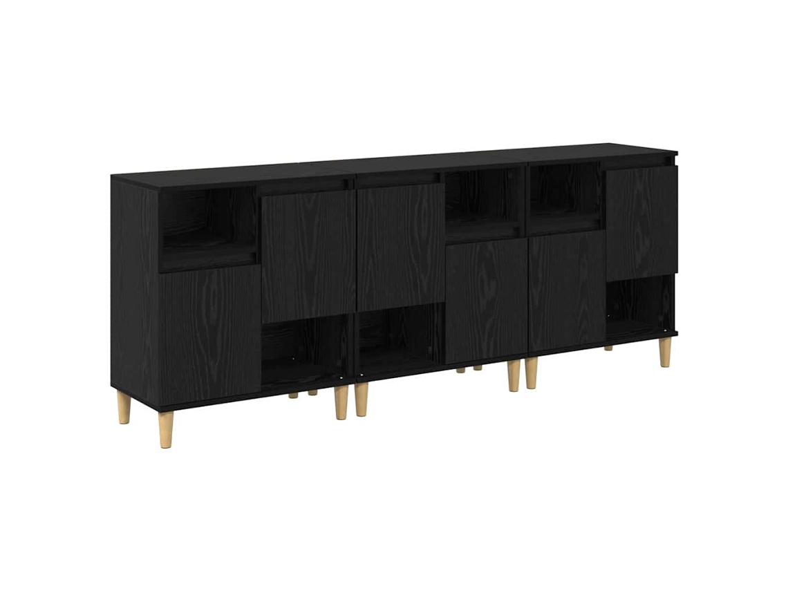 Conjunto 3 Buffet Vidaxl Preto Derivados De Madeira (60 X 35 X 70 Cm)