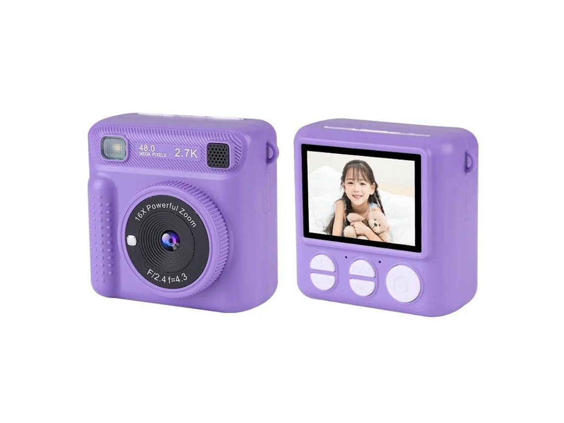 Câmera digital Yizhood Instant Impress para adolescentes, HD 2.4, 32 GB, recarregável com papel fotográfico roxo