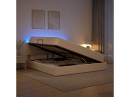 Vidaxl Cama De Armazenamento Led Com Colchão Creme 140 X 200 Cm Tecido