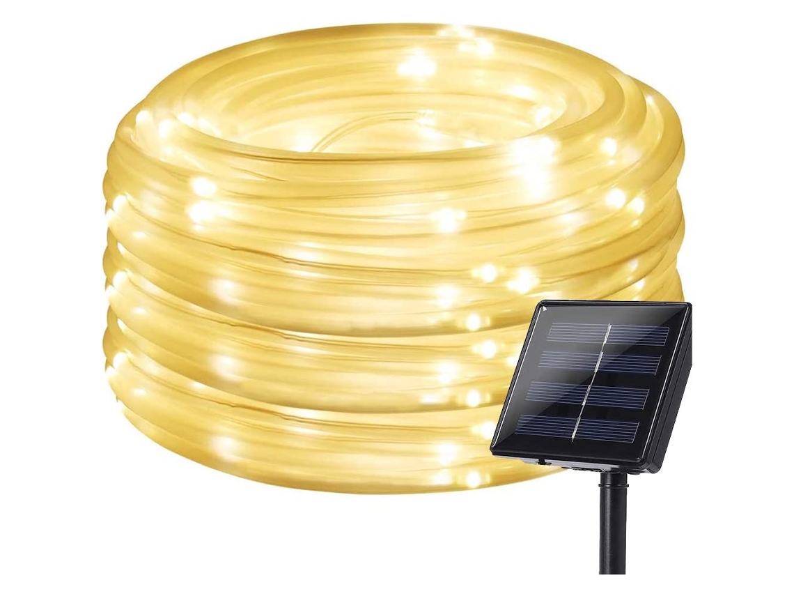 Luz de Corda Solar Luz de Corda de Tubo de 32,8 Pés / 10M 100Led para Jardim Quintal Caminho Cerca Escada Quintal