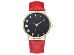 Relógio de Pulso Analógico de Quartzo com Pulseira de Pu Padrão Lua Dial Redondo Zhoulianfa