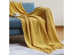 Manta Nórdica de Tricô Mantou Viagem Cinza Cáqui para Sofá com Franjas Ar Condicionado 127x180cm/130x230cm 127