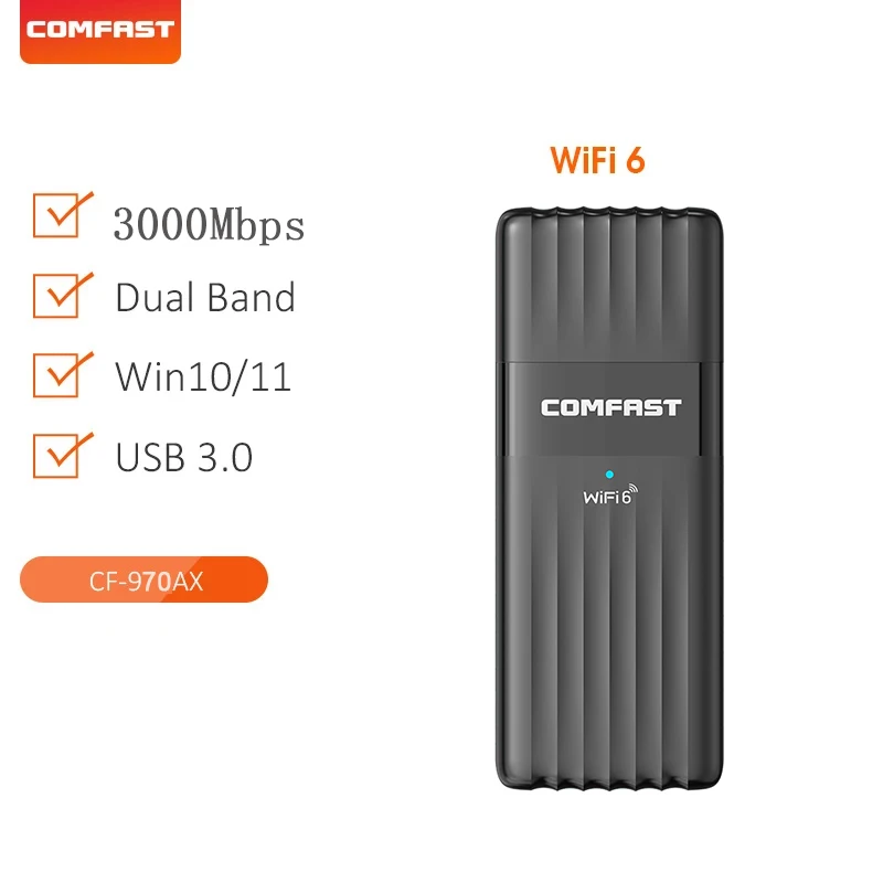 Adaptador de Rede USB Sem Fio (AX5400 com 4 Antenas) Gigabit para Jogos Wifi 6 com Antena