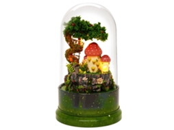 Casa de Bonecas Miniatura Diy com Capa Anti poeira, Caixa de Música Rotativa e Lâmpadas Led