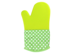 Luvas de Silicone com Tecido Floral Curto LINJOU Design de Favo de Mel Resistente ao Calor 572°F 2 Unidades Verde