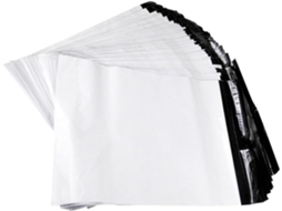 100 unidades de envelopes plásticos grossos para correspondência, com fecho autoadesivo, ideais para envios de encomendas. Cor: Branco.