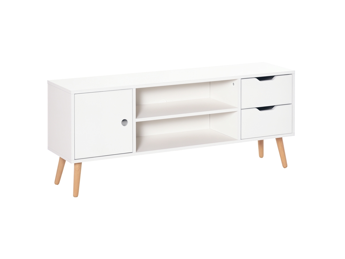 Rack para Tv 50 Polegadas com Porta Nichos e Gavetas Branco ZACHARY