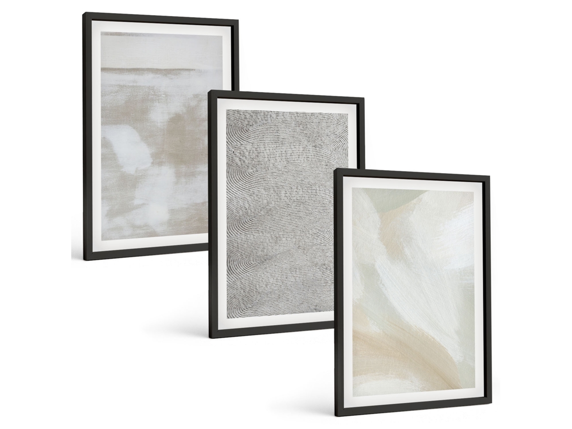 Conjunto De Pinturas Design Abstrato Moderno Espelharte (3 Peças 40x60 Cm)