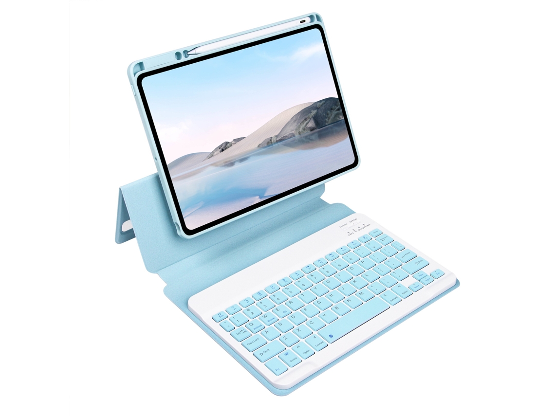 Capa de Teclado Bluetooth para iPad Air 2, giratória, acrílico, azul celeste XIAOMOYU