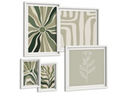 Conjunto De Pinturas Padrões Vegetais Abstratos Espelharte (5 Peças)