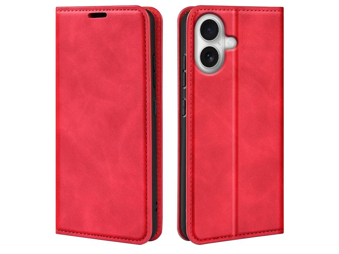 Capa Para Iphone 17 Em Couro Com Design Retrô E Fecho Magnético.
