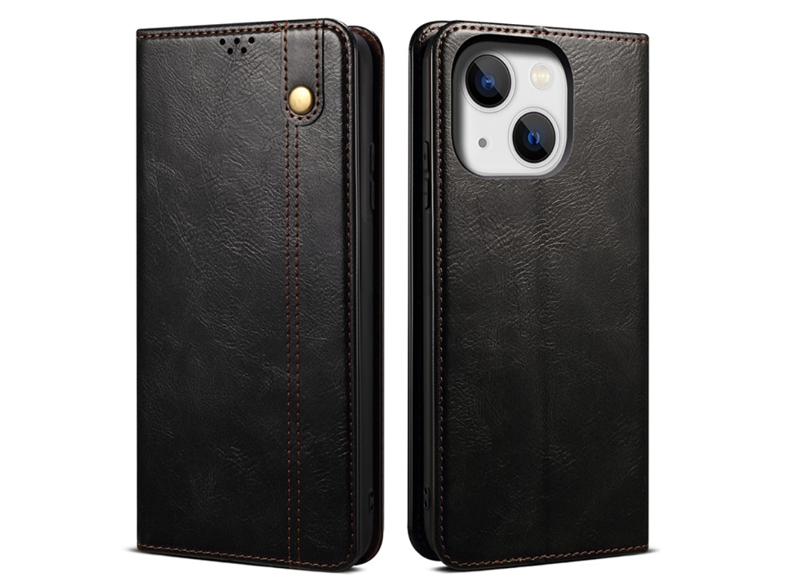 Capa Textura Louco Para Iphone 15 Pele Sintética Preto