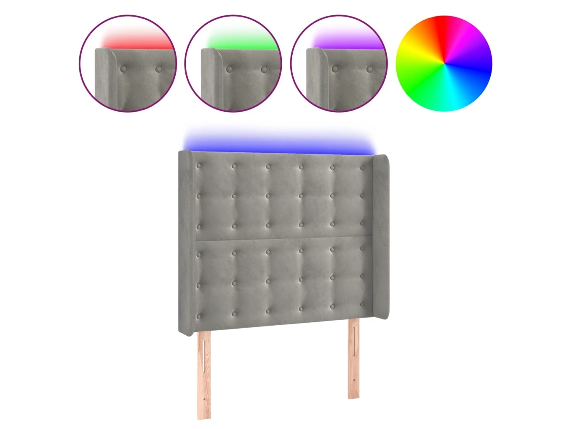 Cabeceira de Cama com Luzes Led Veludo Cinza claro MAISON EXCLUSIVE (103x16x118 cm)