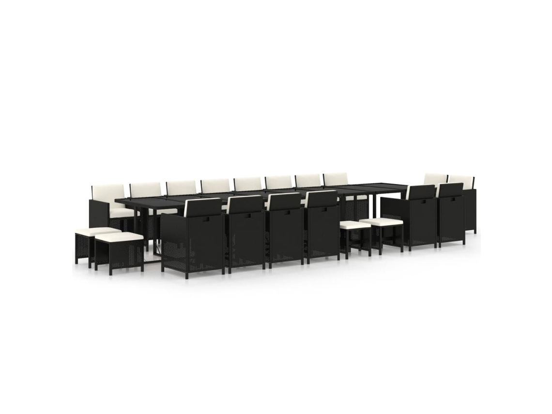 Maison Exclusive - 21 Pcs Conjunto Jantar P/ Jardim C/ Almofadões Vime Pe Preto