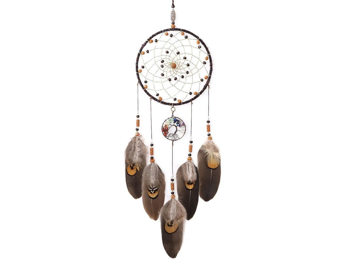 Atrapasueños Árbol De La Vida Marrón Artesanal Plumas Para Decoración De Habitación Regalo 15cm