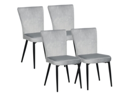 Conjunto De 4 Cadeiras De Jantar, Cadeiras Decorativas Para Cozinhas E Salas De Jantar, Conjunto De Cadeiras, Aparência De Veludo, Cinza Claro + Preto