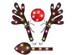 Kit Antlers Com Luzes Led Para Carro, Acessórios De Natal Com Nariz Vermelho E Rabo Marrom