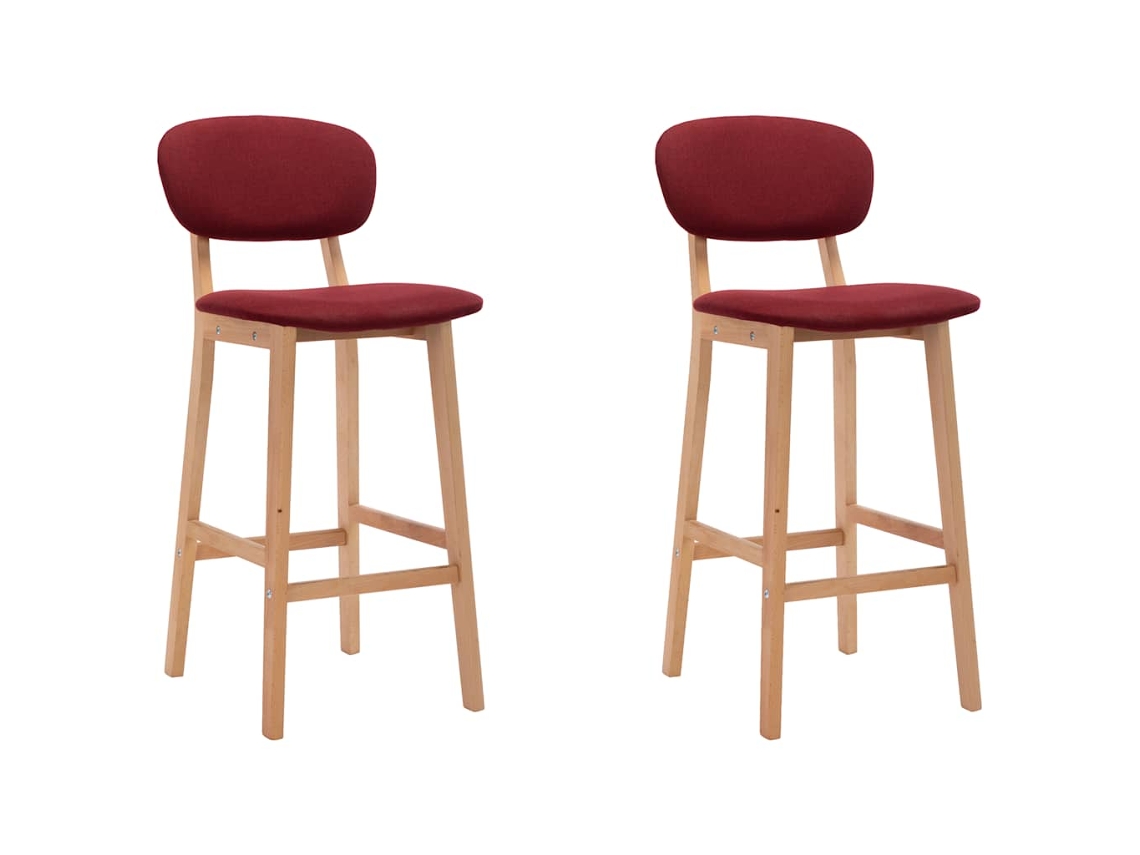 Vidaxl Bancos De Bar 2 Pcs Tecido Vermelho Tinto